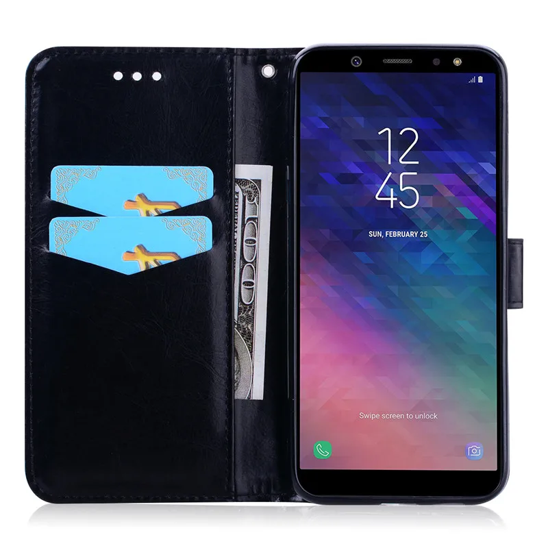 Для Samsung Galaxy A6 A6plus 2018 чехол силиконовый флип-кошелек для телефона plus кожаный |