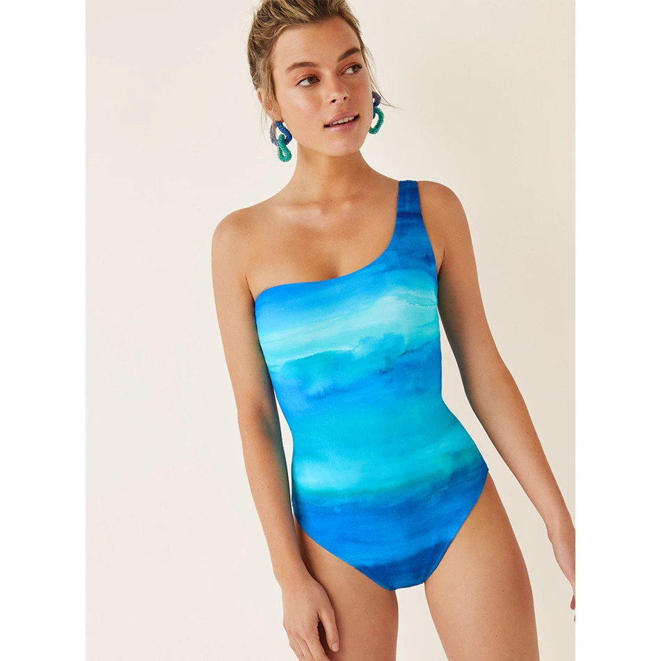 Женский Цельный купальник с градиентным принтом летний купальный костюм одним