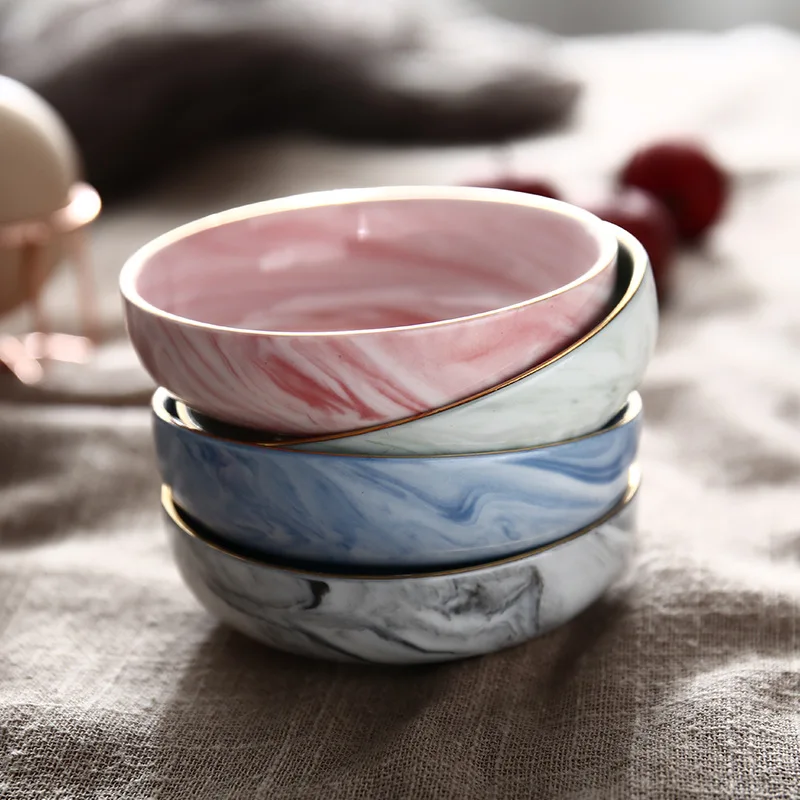 Круглая керамическая миска под мрамор d для воды джема масла уксуса томатного