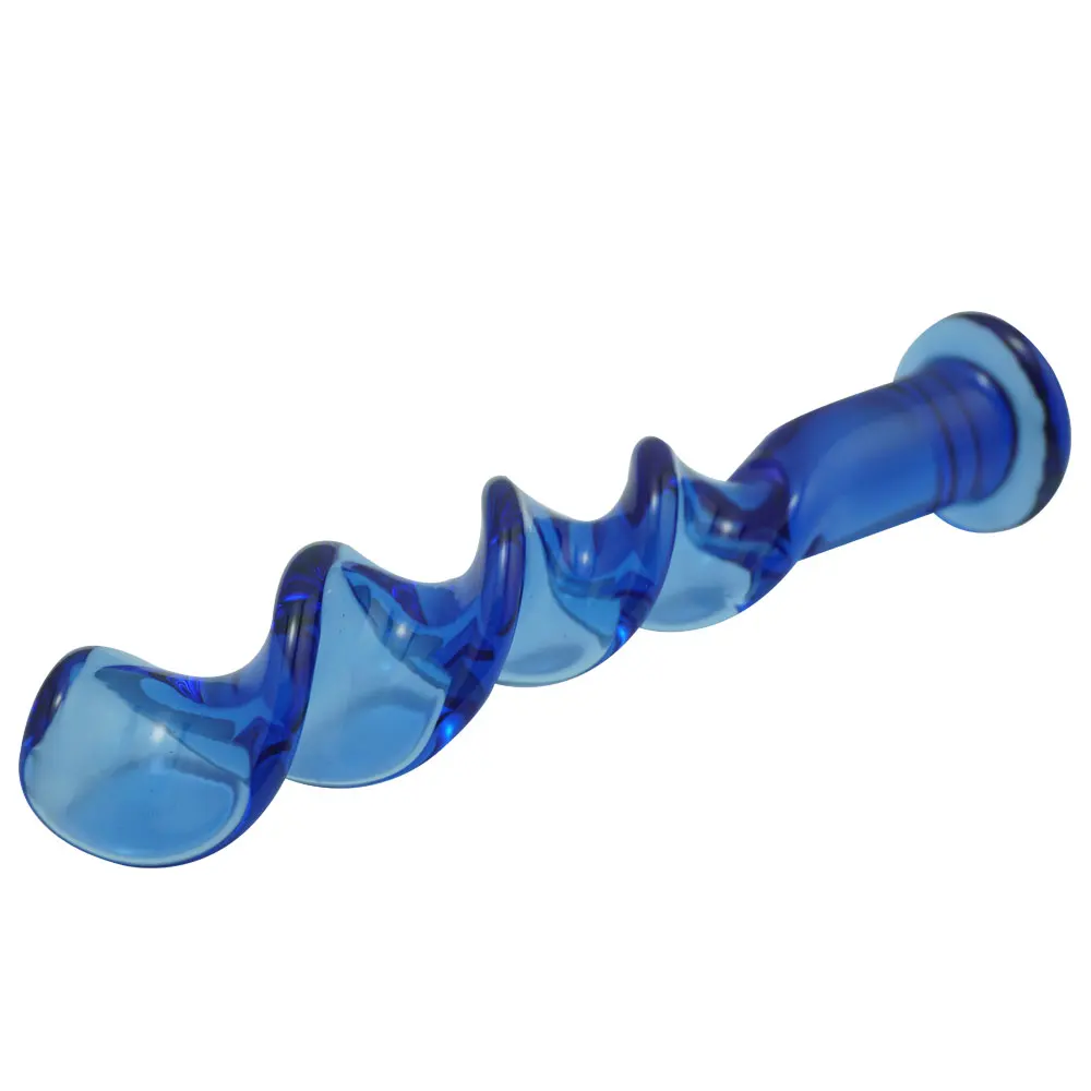 New large blue head pyrex crystal wave glass anal butt plug beads dildo masturbation sex toys product for men women | Красота и