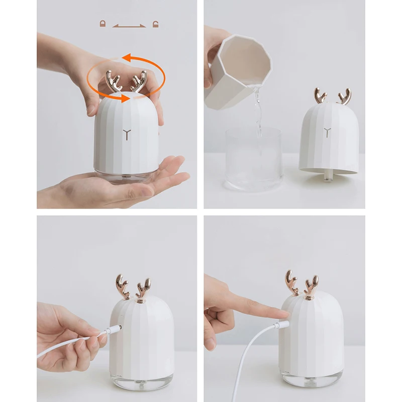 220ML USB Deer Ultrasonic Air Humidifier Aroma Essential Oil Diffuser LED Night Light Mist Maker Fogger for Home Car Xmas Gift | Бытовая