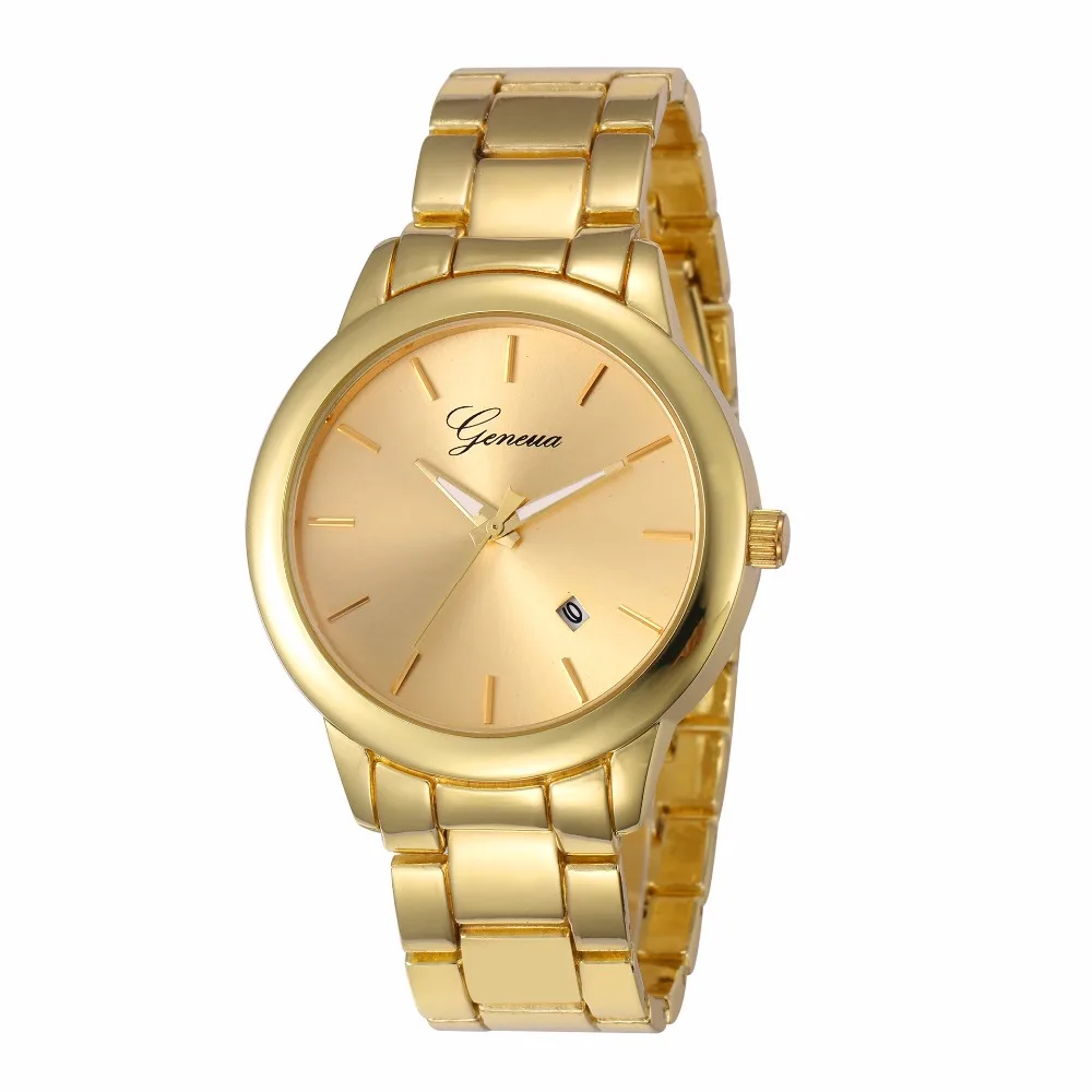 2018 Fashion Luxury brand watch Geneva Watch Crystal Stainless Steel Quartz-Watch Women Wrist Watches For 100pcs/lot | Наручные часы