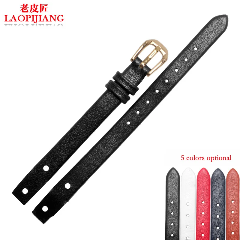 black x gold Новая мода Guenine кожаные ремешки подходят fossil ES4119 ES4000 часы 8 мм ремешок для часов с пряжкой из нержавеющей стали для женщин/леди+ Инструменты - Цвет ремешка: black x gold