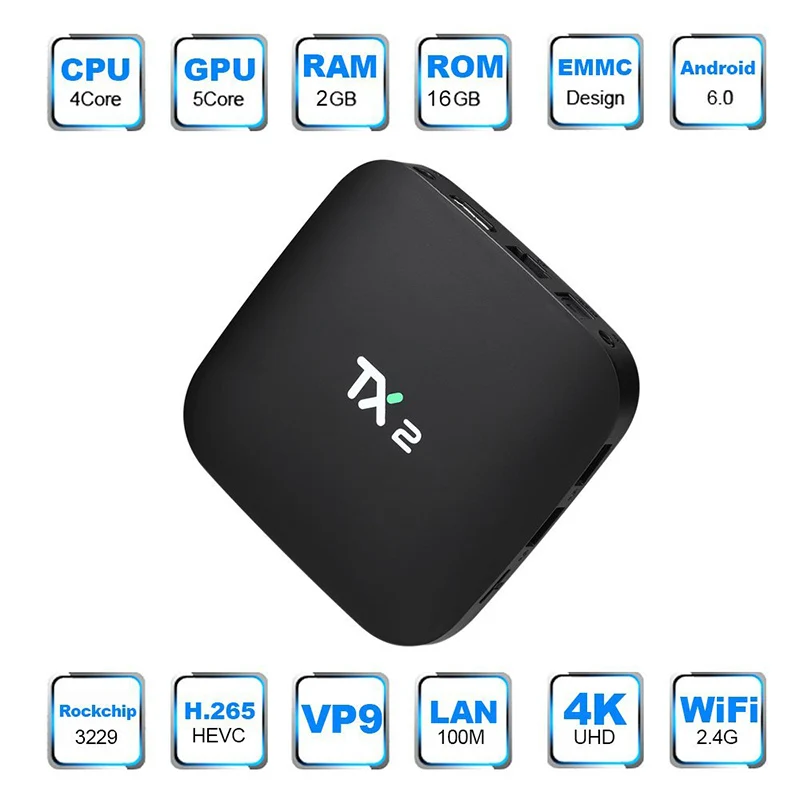 Android 7.1 Smart TV Box with Rockchip RK3229 2GB RAM 16GB ROM BT2.1 WIFI KD iptv better and cheaper than A95X T95 X96 H96 box |