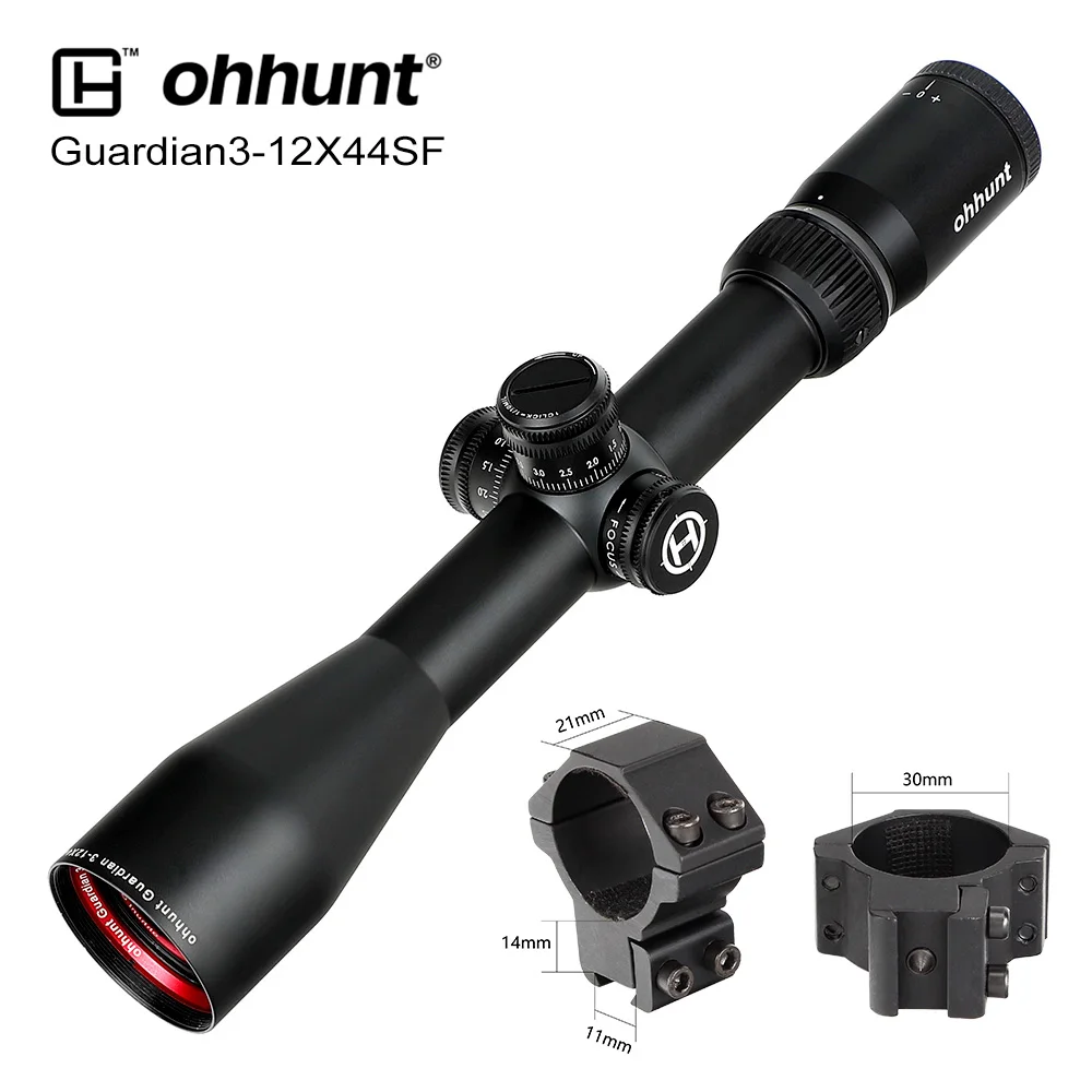 Dovetail-Low-Rings ohhunt Guardian 3-12X44 SF Тактический прицел 1/2 Половина Mil Dot Сетка Оптический прицел с Боковой параллакс Турель Блокировка Сброс зрение - Color: Dovetail-Low-Rings