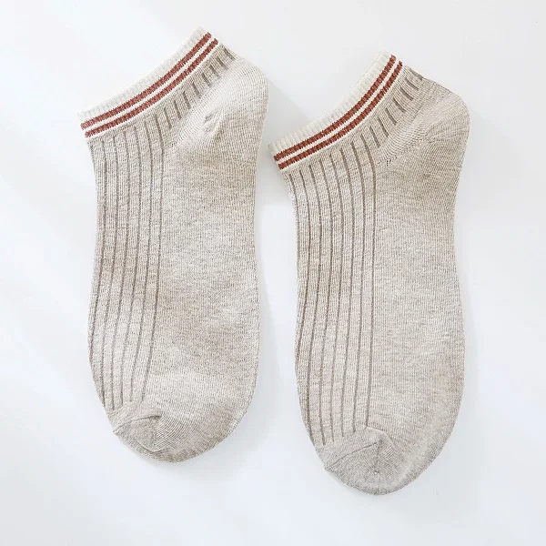 Beige Socks Harajuku женские короткие носки летние новые винтажные Лоскутные Полосатые короткие носки для девочек женские простые хлопковые носки 6 пар - Цвет: Beige Socks