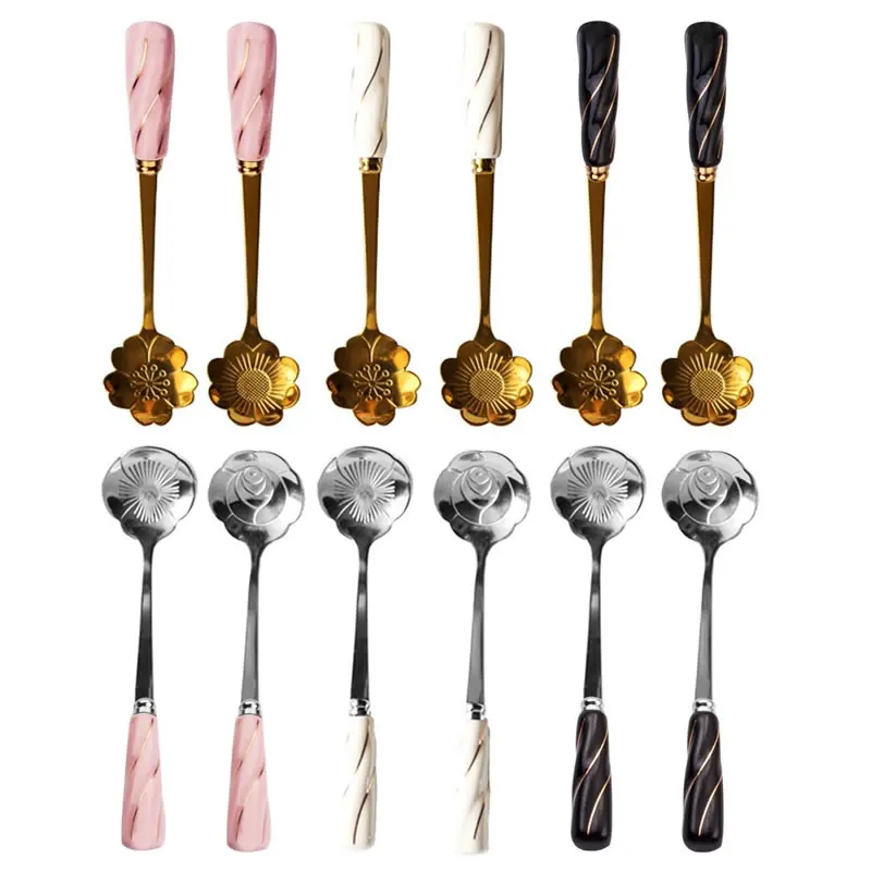 4 шт. набор ложек в форме цветов ложка для перемешивания кофе чая маленькая