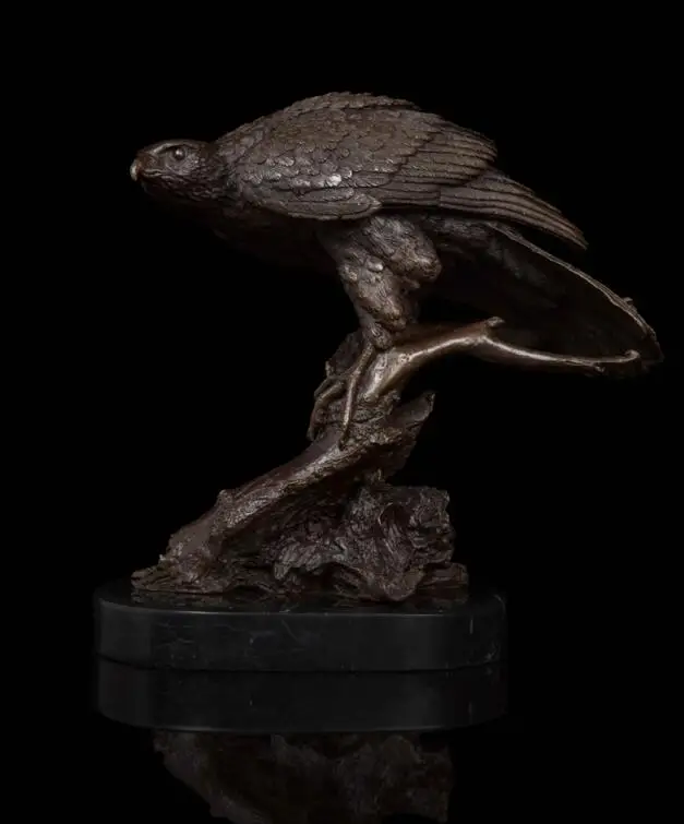 31 см западное арт-деко из чистой бронзы Lanneret Tercel Hawk Eagle орнамент скульптура |