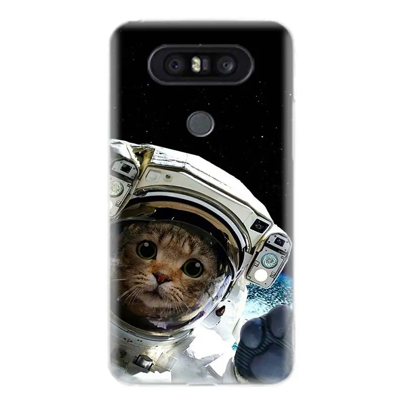Кот космонавт прочный мягкий ТПУ чехол для телефона LG V40 G6 G7 Q6 Q8 Q7 G5 G4 V30 V20 V10 K8 K10 2018
