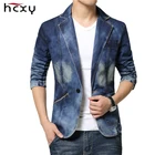 Повседневный мужской джинсовый костюм, куртки, пальто, Модный высококачественный мужской Джинсовый блейзер на одной пуговице, хлопковая джинсовая куртка для мужчин, Размер 3XL