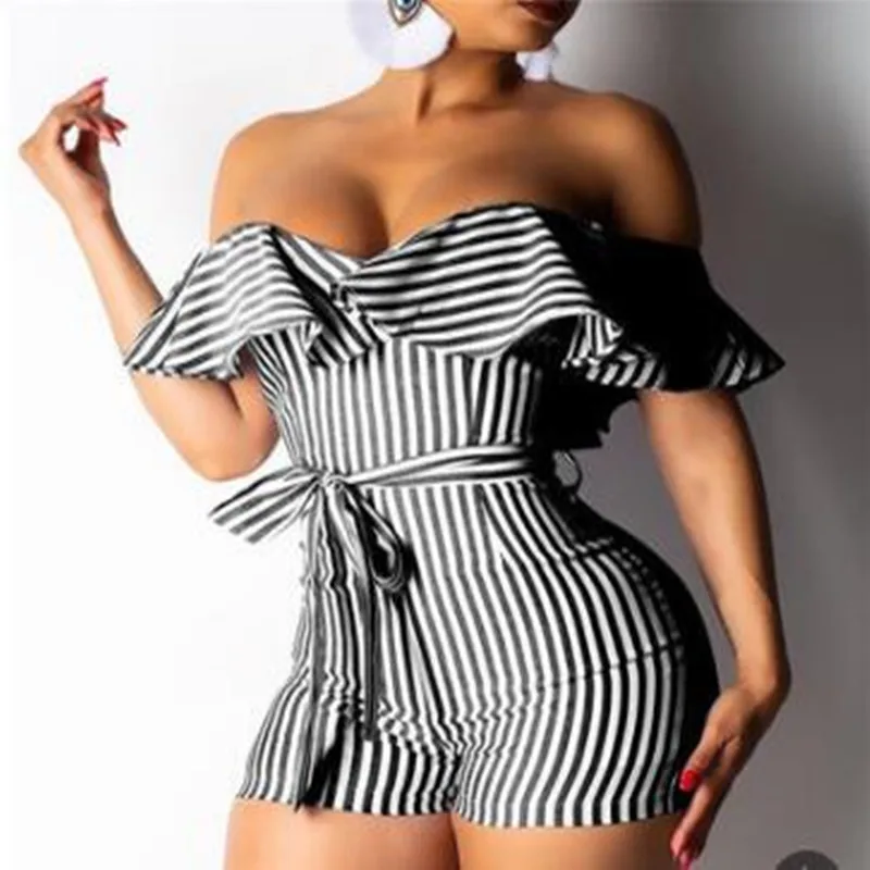 Женский пляжный комбинезон с открытыми плечами короткий V-образным вырезом и