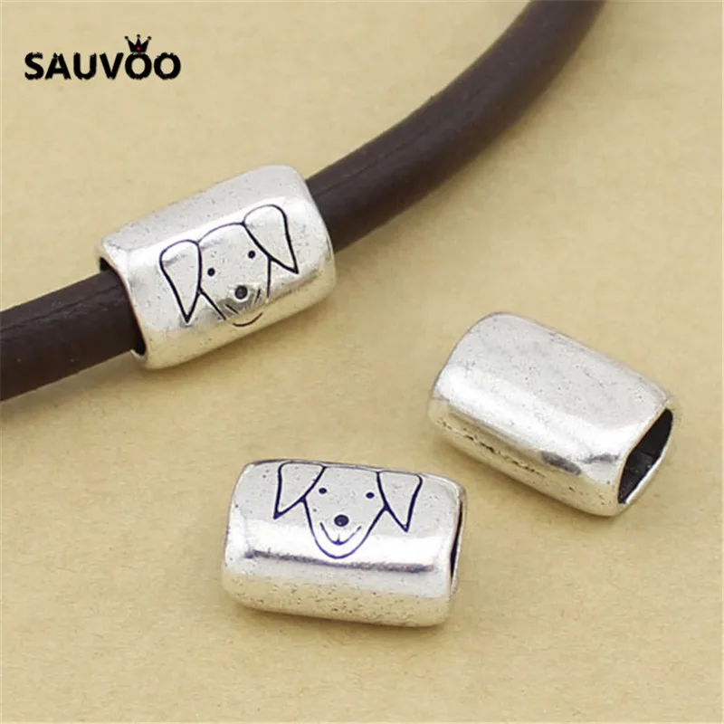 SAUVOO 10 шт./лот милый сплав собака узор длинные бусины отверстие 7*10 мм античный