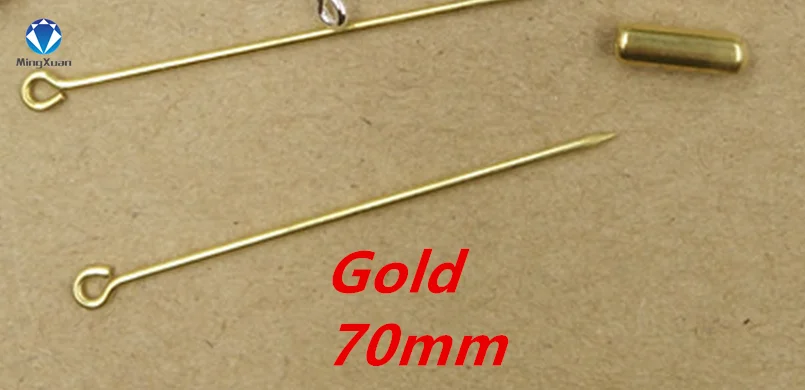 Gold 70mm MINGXUAN 20 шт./лот 50/70 мм Длина унисекс Модные Винтажные латунь 5 видов цветов покрытием длинная Брошь булавка настройки, сделай сам, ювелирное изделие - Окраска металла: Gold 70mm