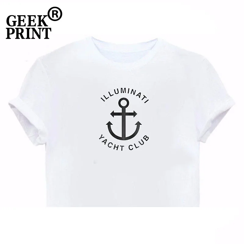 Женские топы ILLUMINATI YACHT CLUB 2017 женская футболка с принтом якоря летняя для девочек