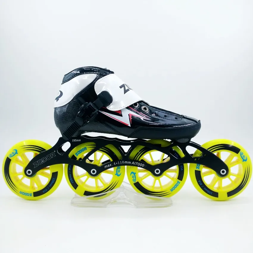 black and yellow ZODOR скорость катание обувь для взрослых мужчин и женщин дети professional коньки прямая линия скорость роллер - Цвет: black and yellow
