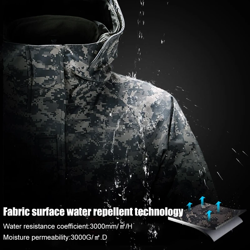 CQB Outdoor Sports Tactical Camping 2-piece set Winter Jacket Men's Skiing Clothes Windproof Warm for Hiking Hunting | Спорт и