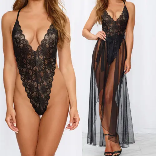 Сексуальное женское кружевное ночное белье Babydoll комплект одежды для сна из