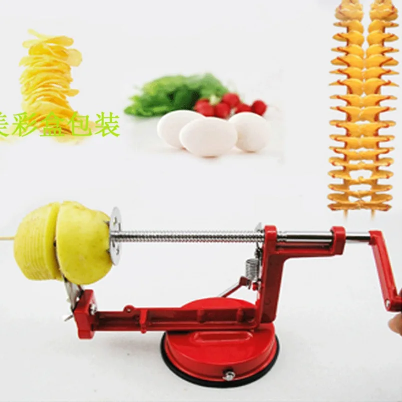 Ручное красное картофель из нержавеющей стали скрученная спиральная овощерезка