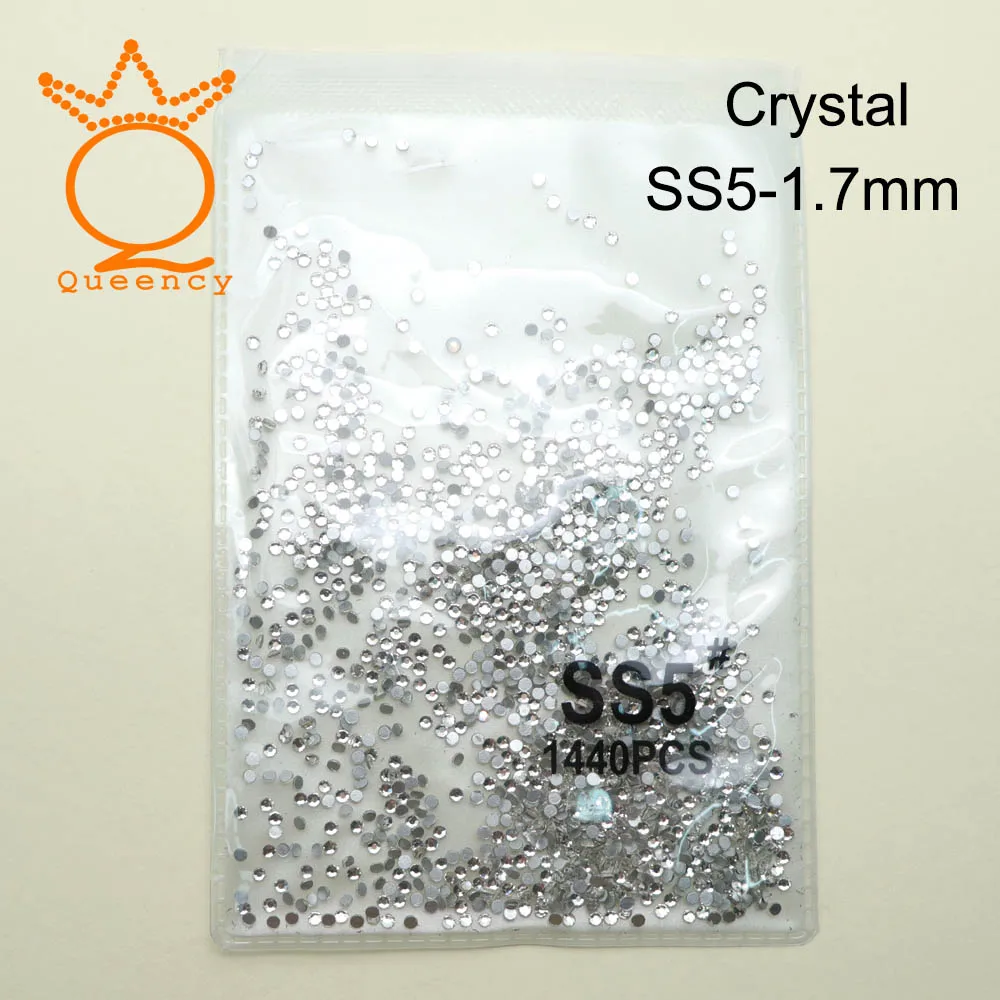 Crystal SS5 1440 шт стеклянные 3D Стразы для дизайна ногтей драгоценные камни для украшения ногтей хрустальные стразы AB Камни SS3-SS10 - Цвет: Crystal SS5