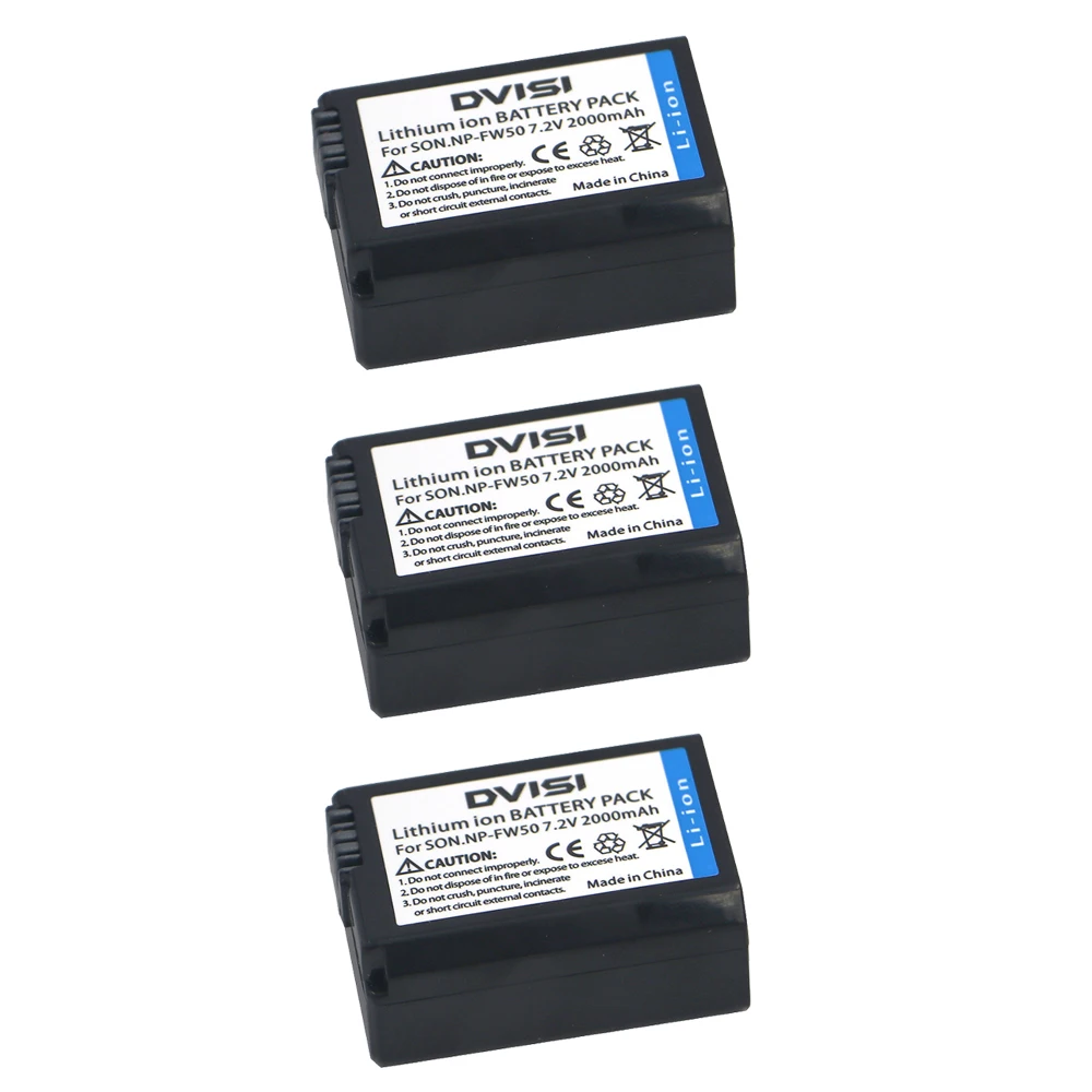 

Hot 3Pcs 7.2V 2000mAh NP-FW50 NP FW50 NPFW50 Camera Li-ion Battery For Sony NEX-7 NEX-C3 NEX-5N NEX-5 NEX-F3 A37 A55 A33 A35
