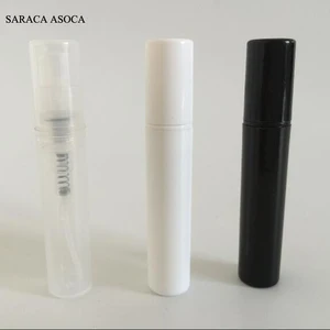 Оптовая продажа 100 шт.лот 2 мл Черный Белый пластиковый байонет многоразовая бутылка тусклый лак прозрачный образец спрей флаконы для духов