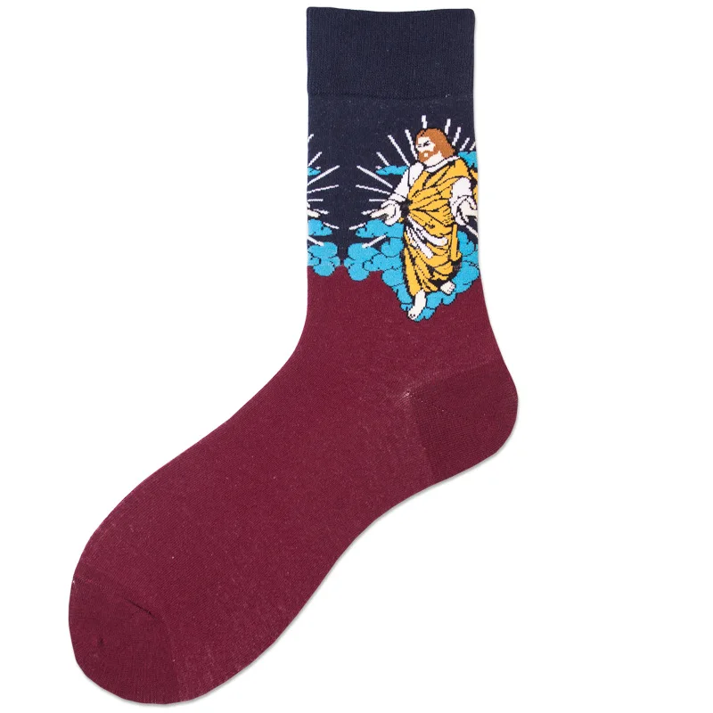 Новый Дизайн картина маслом узор унисекс смешные носки Для женщин мужчин 3D Ретро