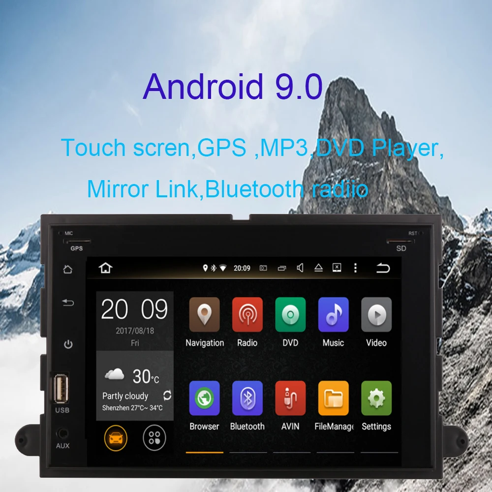 Android 9,0 Full Touch 7 ''lcd Радио стерео для Ford Fusion/Explorer/F150/Edge/Expedition 2006-2009 видео плеер Wifi DAB