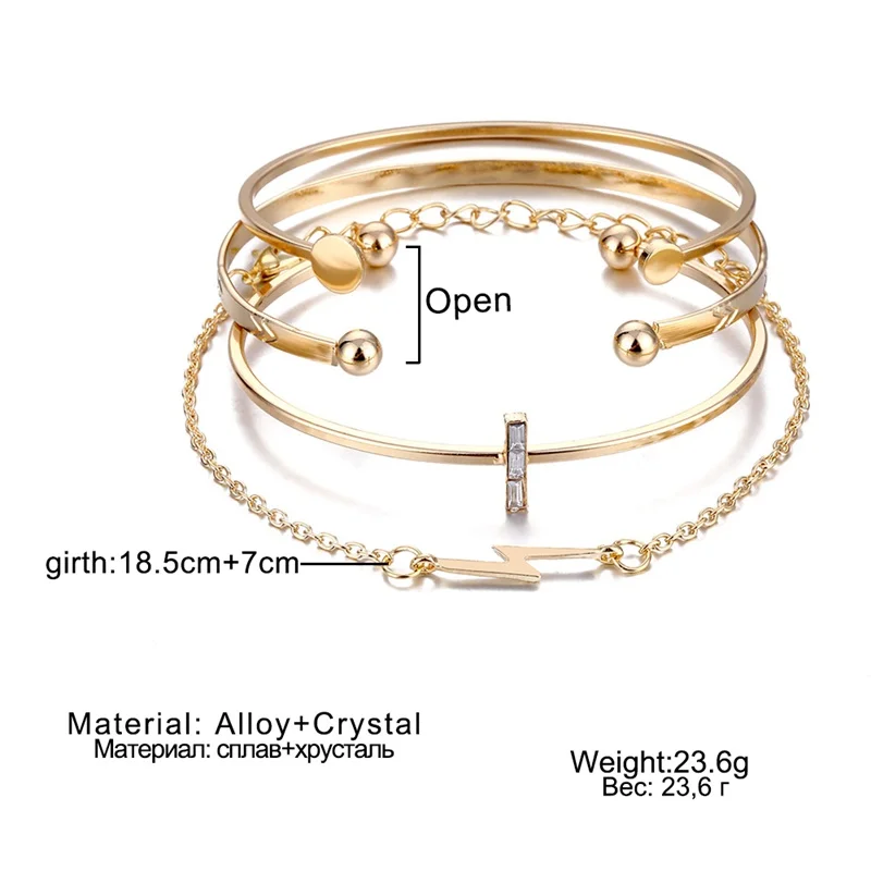 4 шт./компл. Женская Мода с украшением в виде кристаллов листья Геометрическая цепной золотой браслет комплект в богемном стиле поцелуй жена Винтаж ювелирное изделие, опт