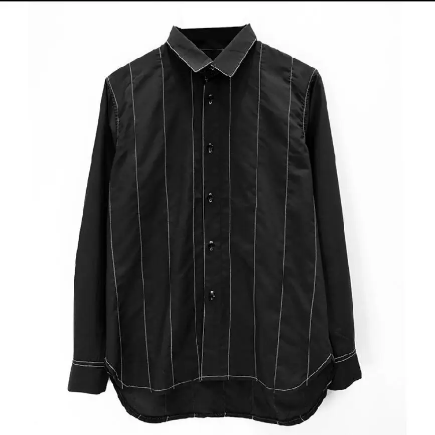 2021 New Men's Shirt White Line Long Sleeve Inside Simple Casual Shirts Hair Stylist Irregular Design Tops Singer Costumes
2021 New Men's Shirt White Line Long Sleeve Inside Simple Casual Shirts Hair Stylist Irregular Design Tops Singer Costumes