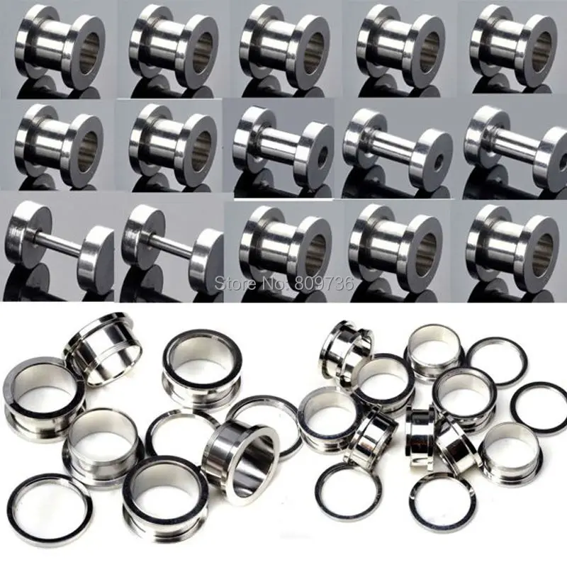 2 шт. Нержавеющая сталь винт туннель штекер уха Носилки Плоть датчик расширитель