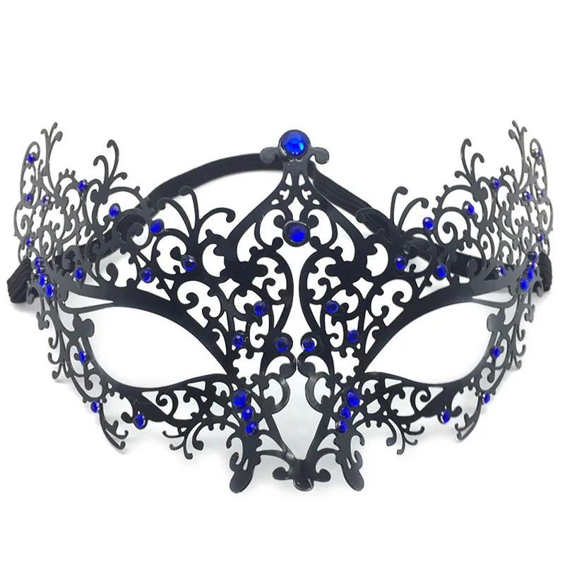 Womens Elegant Light Metal Venetian Black Masquerade Mask Red or Blue Pink Rhinestones Party Costume Ball Wedding Masks | Дом и сад