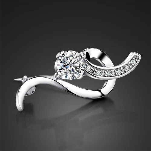 Женская Брошь из серебра 925 пробы с фианитом|brooch designer|brooch fashiondesigner brooch |