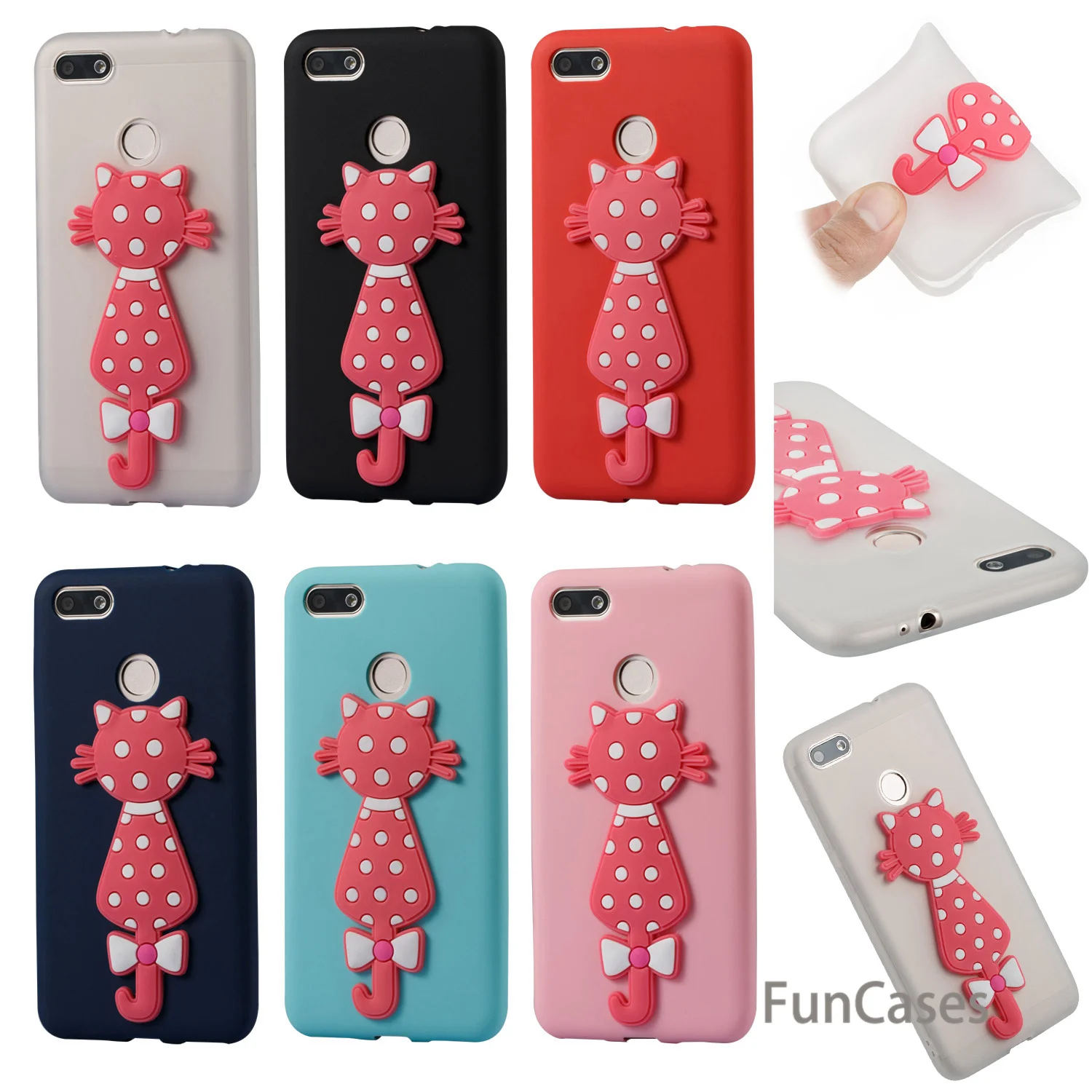 С милым рисунком кота чехол СПС Estuche huawei Enjoy 7 Мягкая силиконовая задняя крышка для