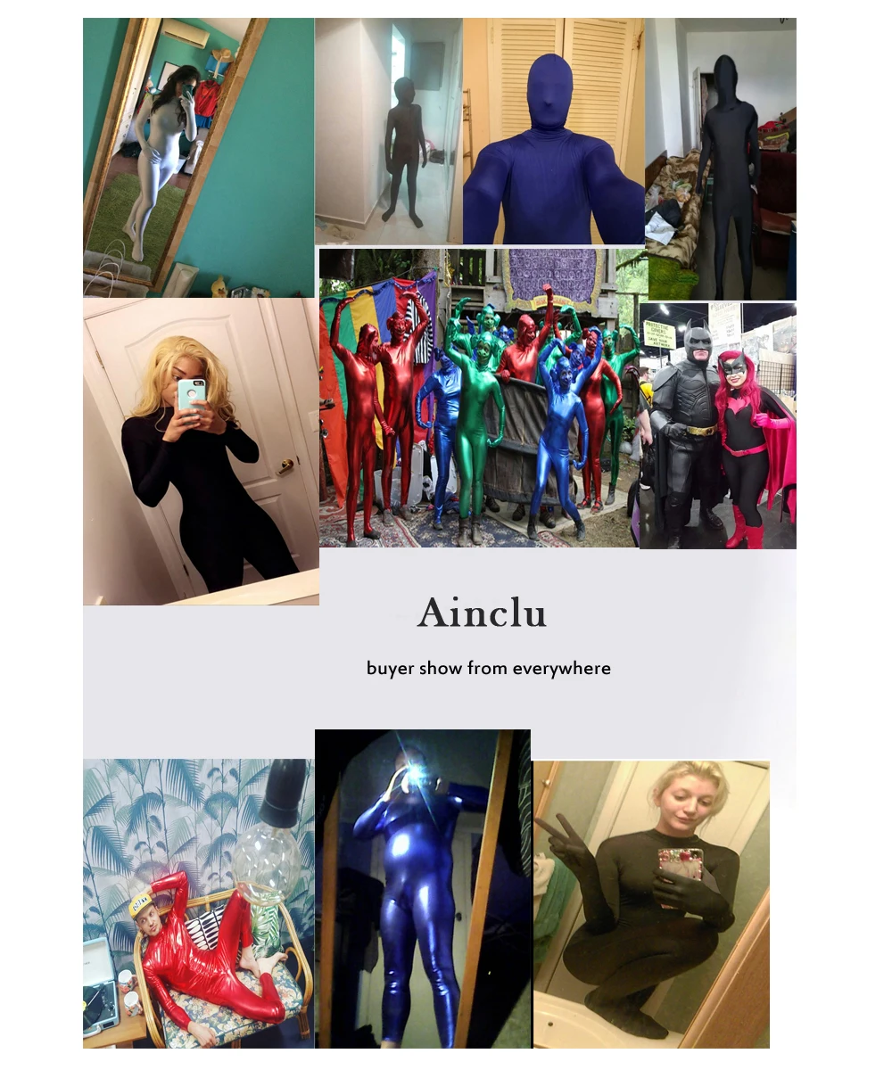 Ainclu для женщин лайкра спандекс Zentai серый кожи плотно без головы и голые руки взрослых танцевальная одежда Костюм Hallween боди