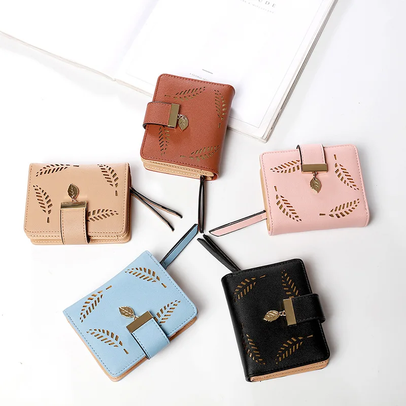 

Mihaivina Wallet Women Hollow Out Leather Short Purse Designer Female Clutch Bags Lady Small purses& wallets Coin Purse Gifts
