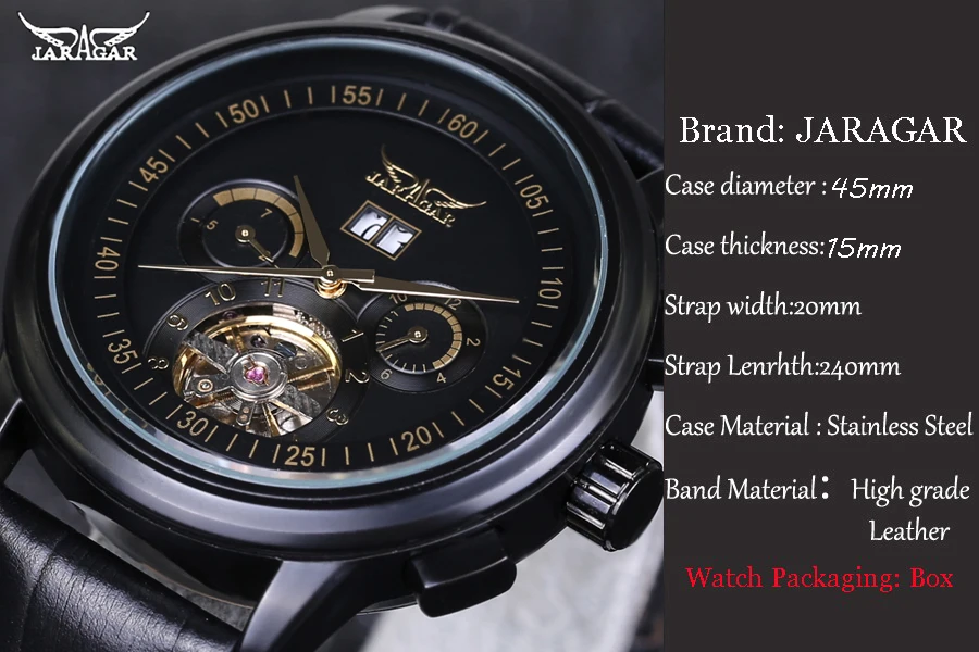 

Watches Men Top Luxury Brand 2018 JARAGAR Army Watches Sport Military Men Wristwatch Black Automatic Mechanical Movement