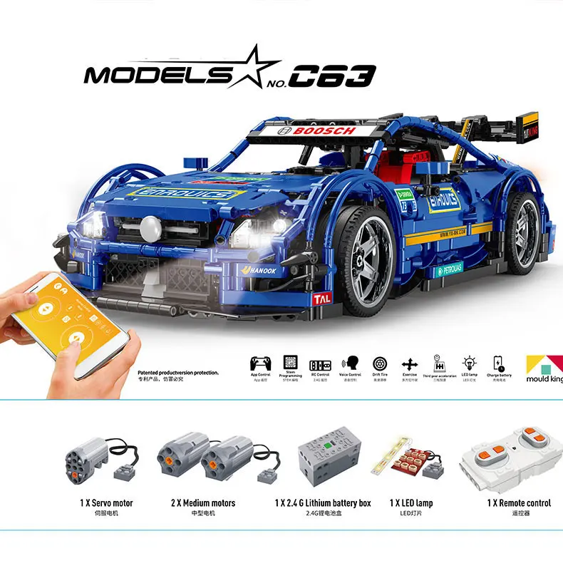 DHL 20005 Technic серия совместима с MOC-6687 синий RC автомобиль набор строительных блоков