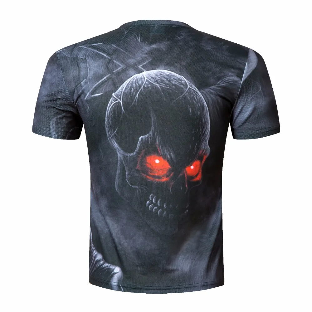 2016 Summer Men Fashion O-neck Casual Skull Wolf 3D Print T Shirt M-XXXXL Cotton Short Sleeve T-shirt | Мужская одежда