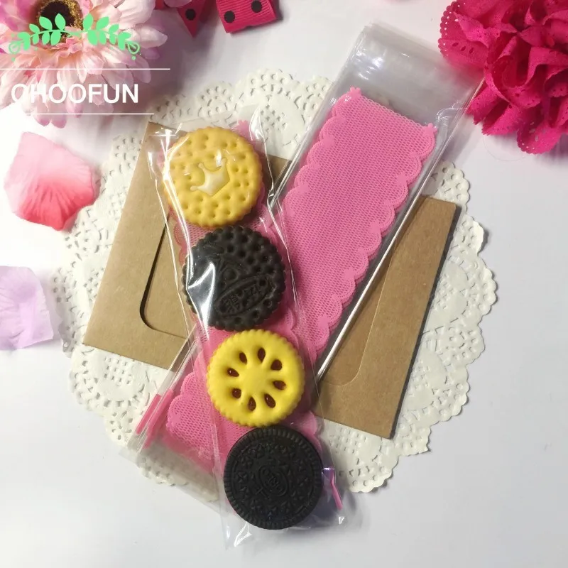 50 шт./лот 6*20+ 3 см розовые кружевные бисквиты OPP DIY Подарочный пластиковый пакет вечерние пакеты для упаковки конфет и печенья BZ124