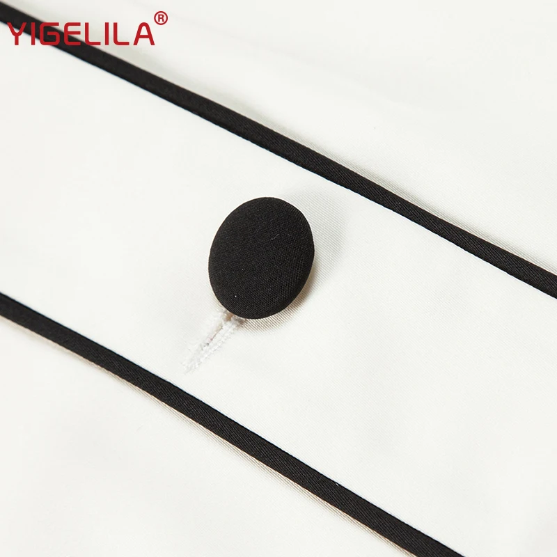 YIGELILA 2019 Весна для женщин Белый одно плечо платье модные элегантные длинный рукав