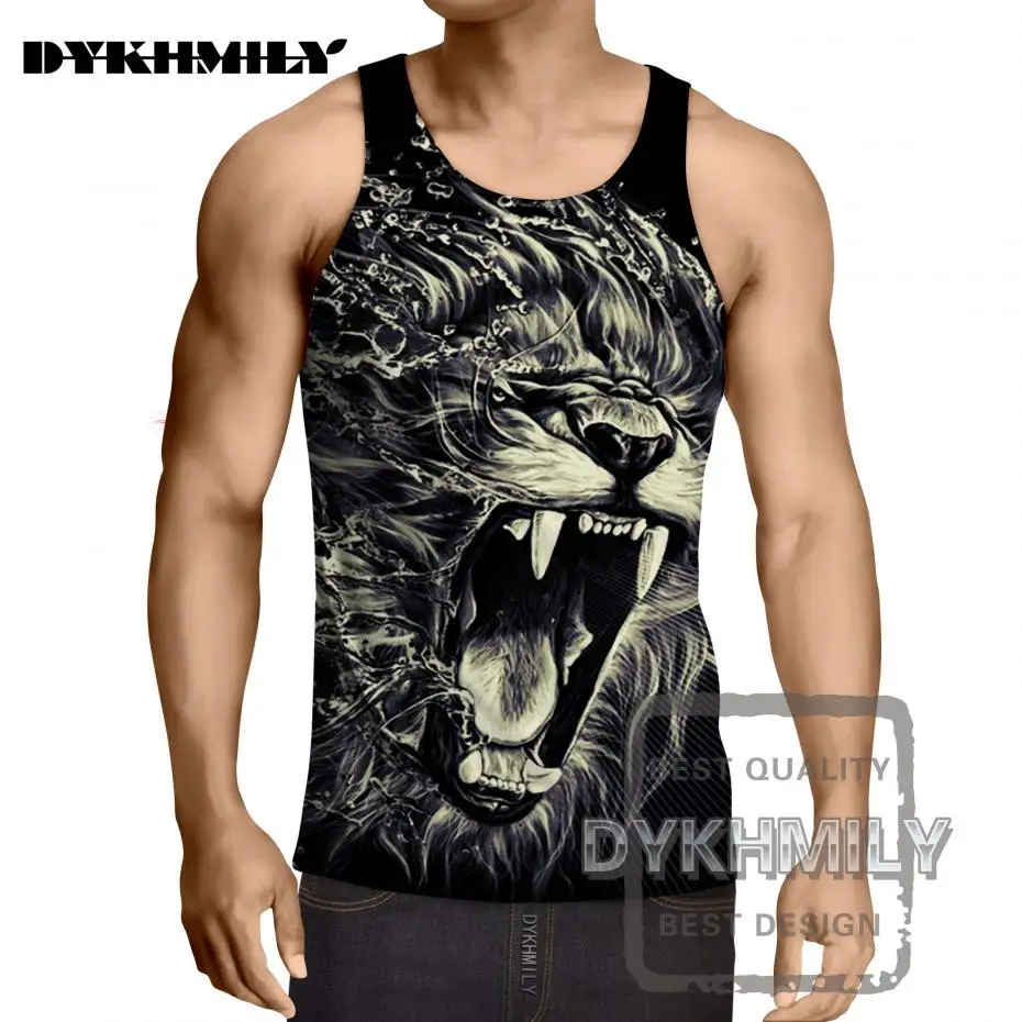 Dykhmily Новое поступление Летнее Roaring Lion 3D принт Марка Прохладный Майки и безрукавки