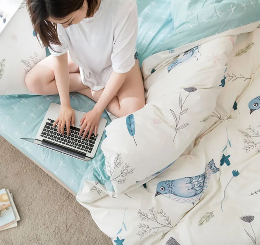 

Pastoral flower bird bedding set adult teen girl,cotton twin full queen king floral home textile bedsheet pillowcase duvet cover