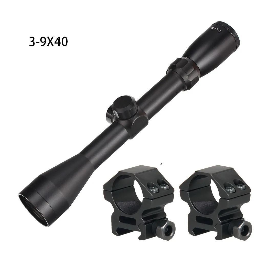 Черный 3-9X40 охотничий Воздушный прицел для винтовки провод дальномер Сетка арбалет или Mil точка Сетка прицел тактический оптические прицелы - Цвет: Черный