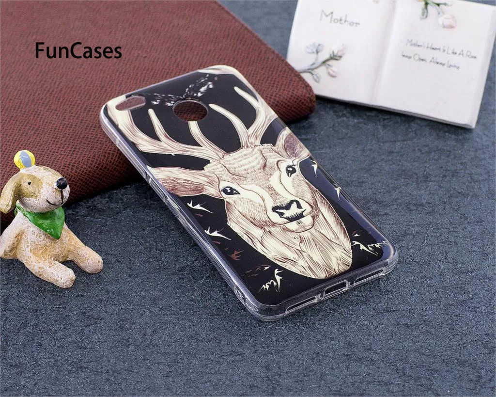 Светящийся чехол для Xiaomi Redmi 4X4 X красный mi 4X кремния мягкий TPU с рисунком телефона