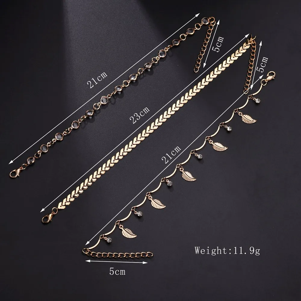 

2019 Summer Sexy Anklet 3 Piece Set Fashion Acrylic Beads Bohemian Arrow Anklet Jewelry