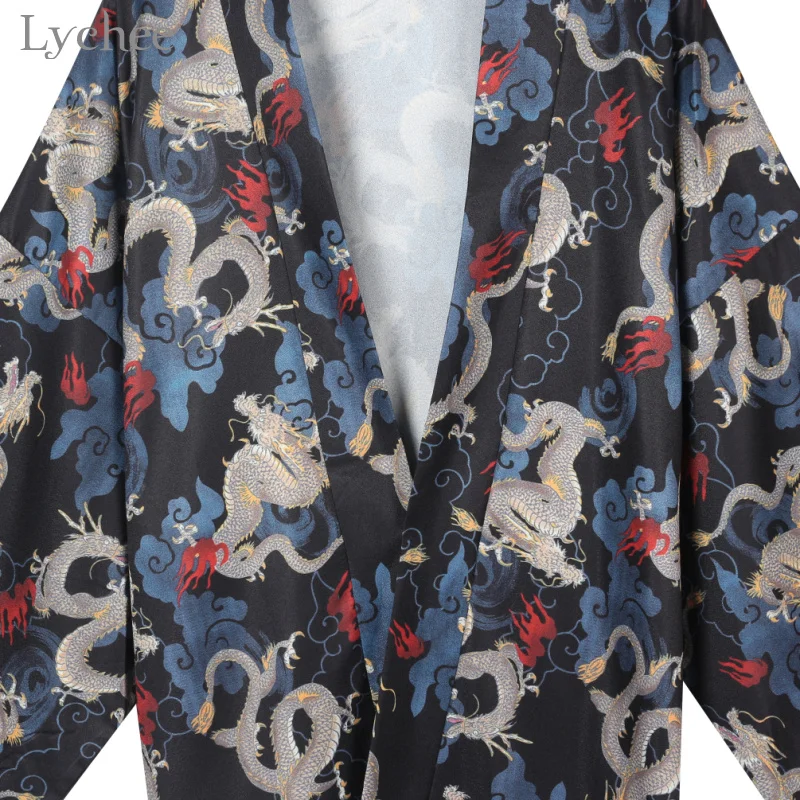 Кардиган Lychee Dragon японское кимоно с длинным рукавом и V-образным вырезом женские