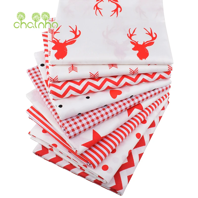 Chainho красный олень и геометрический узор набивная саржевая хлопковая ткань