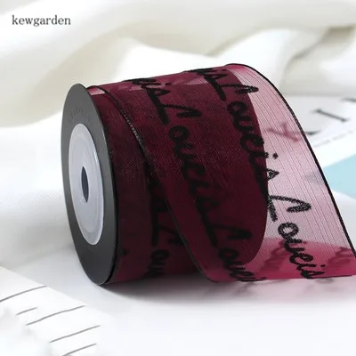 Kewgarden 40 мм 25 буквы кружева ткань вуаль ленты DIY волос бант аксессуары атласная