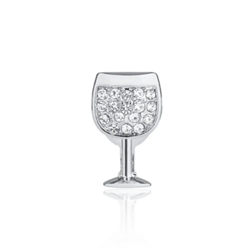 SANSHOOR Jewelry Crystal Wine Glass Goblet Slide Charm Fit 10mm Stainless Steel Mesh Bracelet for Women DIY Accessories Making | Украшения