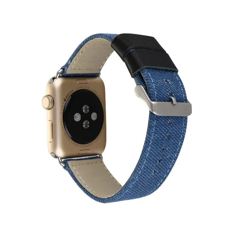 Джинсовый джинсовый кожаный ремешок для Apple Watch Series 3 2 1 камуфляжный браслет iWatch